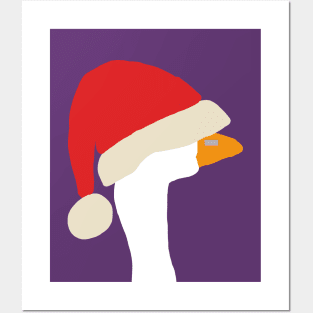 Abstract Portrait Gaming Goose in Stolen Christmas Santa Hat Posters and Art